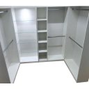 Ver imagem 1 de Kit Estante Arara Prateleira de Vidro e Nichos Branca 185x340x32cm - Deep