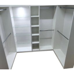 Kit Estante Arara Prateleira de Vidro e Nichos Branca 185x340x32cm - Deep - 1
