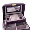 Maleta Porta Joias Bijuterias Relógio Estojo Organizador C/ Chave Espelho Alça Roxa - 3