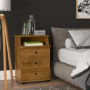 Ver imagem 1 de Mesa de Cabeceira Quarto Luxo 3 Gavetas Freijó - Rede Móveis
