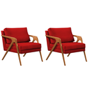 Ver imagem 1 de Kit 2 Poltronas Sala de Estar Madeira Maciça Cerejeira Monique Assento Veludo Vermelho