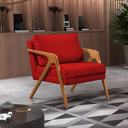 Ver imagem 3 de Kit 2 Poltronas Sala de Estar Madeira Maciça Cerejeira Monique Assento Veludo Vermelho