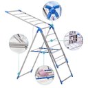 Ver imagem 3 de Varal de Chão 2 Andares Dobravel Compacto Portatil Multiuso Lavanderia Apartamento Articulado Seca