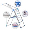 Ver imagem 3 de Varal de Chão 2 Andares Dobravel Compacto Portatil Multiuso Lavanderia Apartamento Articulado Seca