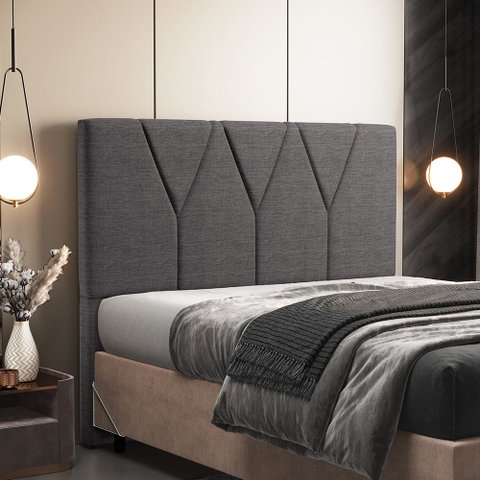 Cabeceira Cama Box Quenn 160 cm Aurora W01 Linho Cinza Escuro - Lyam Decor
