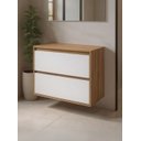 Ver imagem 5 de Gabinete para Banheiro com Espelheira 80cm MDF Freijo com Branco Dubai - On Móveis