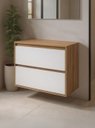 Ver imagem 5 de Gabinete para Banheiro com Espelheira 80cm MDF Freijo com Branco Dubai - On Móveis