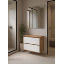 Ver imagem 1 de Gabinete para Banheiro com Espelheira 80cm MDF Freijo com Branco Dubai - On Móveis