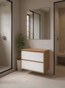 Ver imagem 1 de Gabinete para Banheiro com Espelheira 80cm MDF Freijo com Branco Dubai - On Móveis