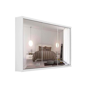Guarda Roupa Casal 3 Portas de Correr e 6 Gavetas c/ 3 Espelhos Toronto Branco - Europa