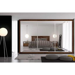 Guarda Roupa Casal 3 Portas de Correr e 6 Gavetas c/ 3 Espelhos Toronto Branco - Europa - 3