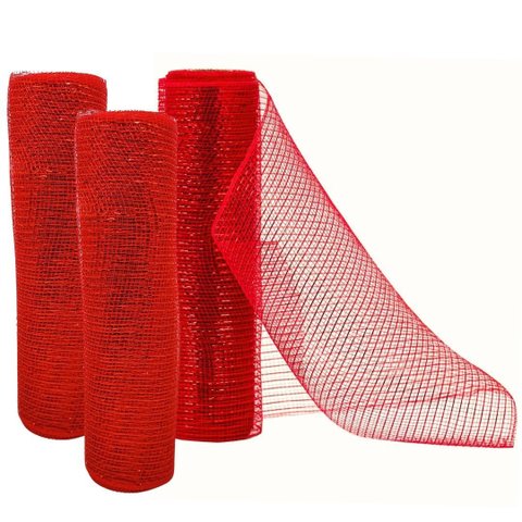 Kit 3 Telas Decoração Natal Fita Larga Vermelha Prime 25cm x 5 Metros - Magizi
