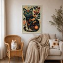 Ver imagem 4 de Quadro Canvas Gato Floral Folk Art 90x60cm Mold Branca