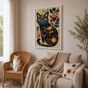 Ver imagem 3 de Quadro Canvas Gato Floral Folk Art 90x60cm Mold Branca