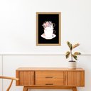 Ver imagem 1 de Quadro Moldura Dourada Xícara Flores 45x34cm:com Vidro