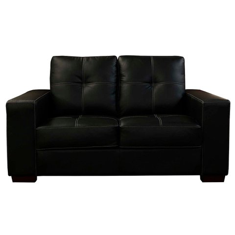 Sofá de Couro 2 Lugares Paris 164cm M06 Cor Preto 450 - Doce Sonho Móveis SOFÁ 2 LUGARES 3 LUGARES C
