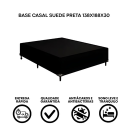 Base Cama Box Casal Suede 138x188 Preto - 3