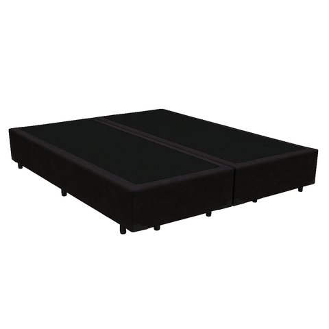 Base Cama Box Casal Bipartido Suede Preto - 138x188x39