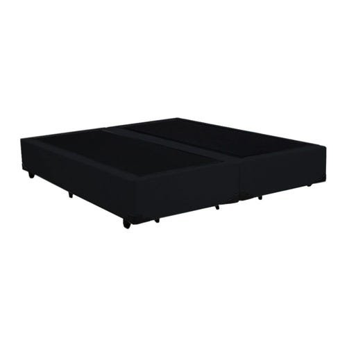 Base Cama Box Casal Bipartido Suede Preto - 138x188x39