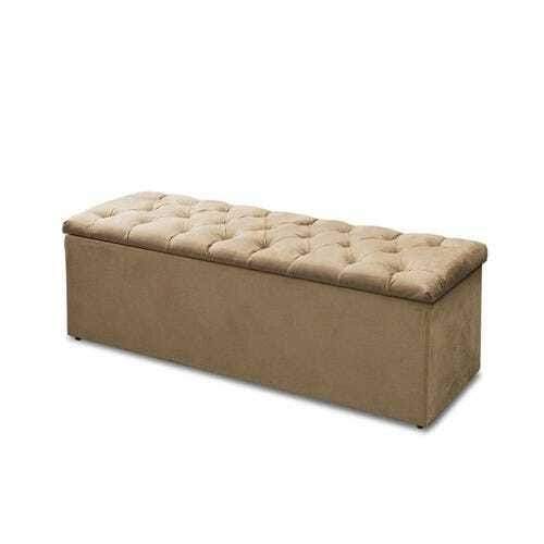 Cabeceira Mais Calçadeira Baú Casal Queen 160cm Para Cama Box Sofia Suede Bege - 4