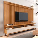Ver imagem 1 de Rack com Painel para Tv 72 Polegadas Vivare 3 Gavetas Ripado Nature/ Off White - Giga Móveis