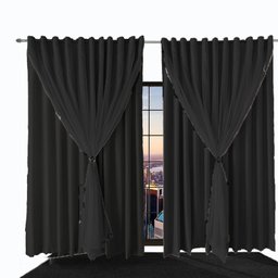 Cortina para Varão em Tecido Blackout Bia 2,70 X 1,70 Preto - 1