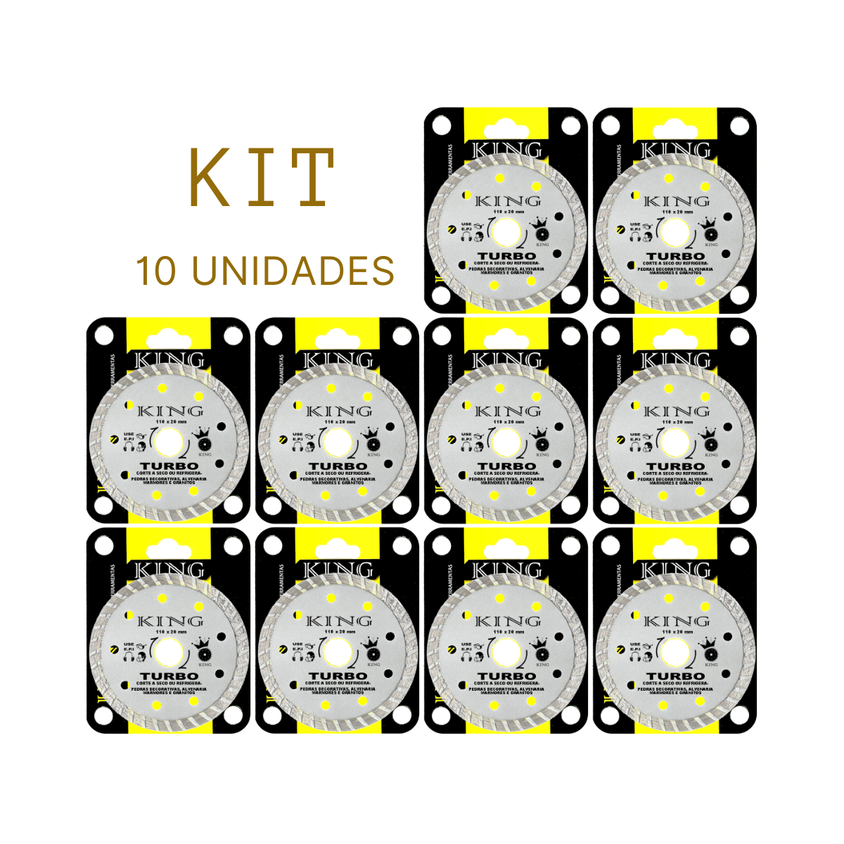 Kit com 10 Discos Diamantado 110mm Turbo - 1