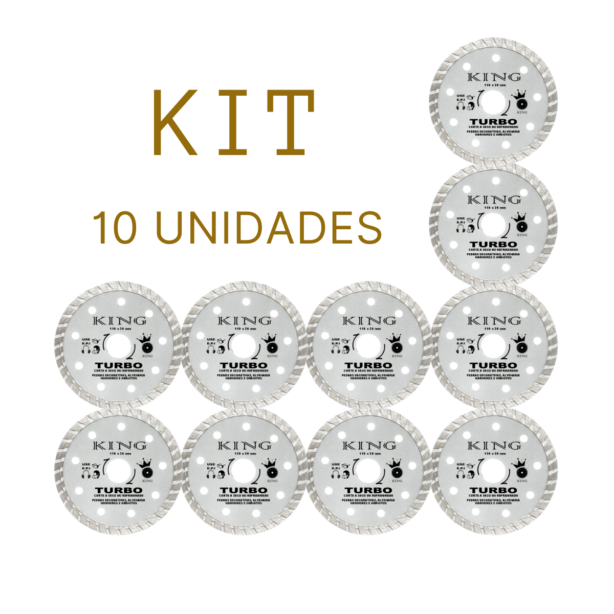 Kit com 10 Discos Diamantado 110mm Turbo - 5