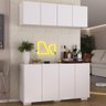 Kit Bar Armário Aéreo e Aparador 4 Portas Multimóveis Mp1087 Branco - 2