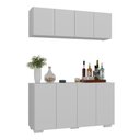 Ver imagem 1 de Kit Bar Armário Aéreo e Aparador 4 Portas Multimóveis Mp1087 Branco