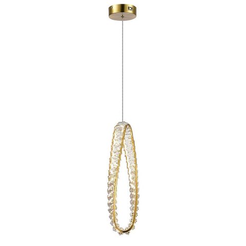 Lustre Pendente Dourado e Cristal Led 25w 3000k Walo 12x45cm Bivolt