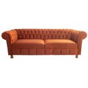 Ver imagem 2 de Dois Sofás Chesterfield Luiz XV 1,80M Suede Terracota sala de estar/recepção/ barbearia