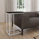 Ver imagem 1 de Mesa Lateral Industrial Elena Tampo Preto Base Ferro Off White - Cor: Branco