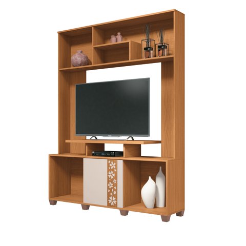 Estante Home Compacta Sala Estar Tv até 47 Polegadas 1 Porta 2 Prateleiras e Pés Milla Hb Móveis Cin