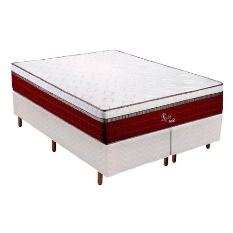 Cama Box Queen: Colchão Molas Polar Masterpocket Ensacadas Rubi + Base Crc Rústico Branco(158x198)
