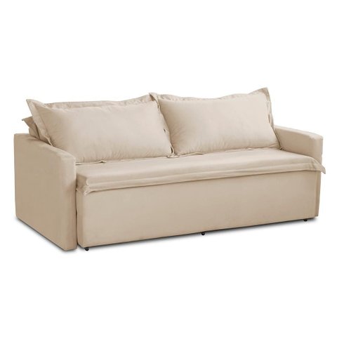 Sofá sem Caixa Retrátil e Reclinável 1,85m com Molas Karla Suede Bege Rover & Beato