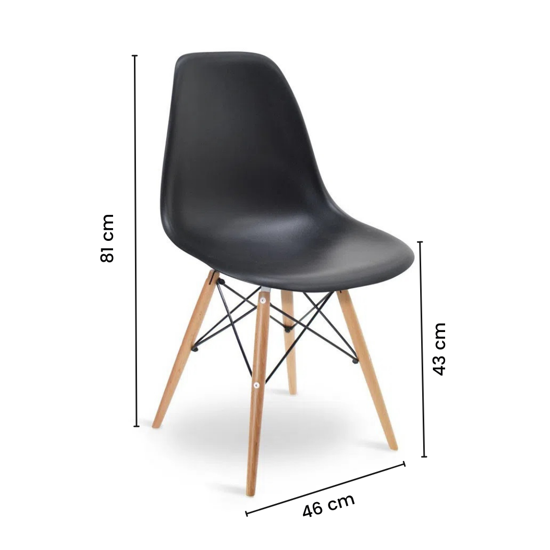 Conjunto Saarinen Basic 110cm Preta e 5 Cadeiras Eames Preta - 5