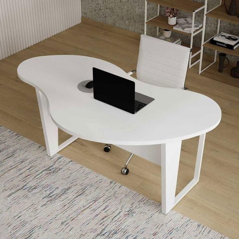 Escrivaninha Orgânica Industrial sem Gavetas MDF 171cm Branco F5 Office
