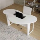 Ver imagem 1 de Escrivaninha Orgânica Industrial sem Gavetas MDF 171cm Branco F5 Office