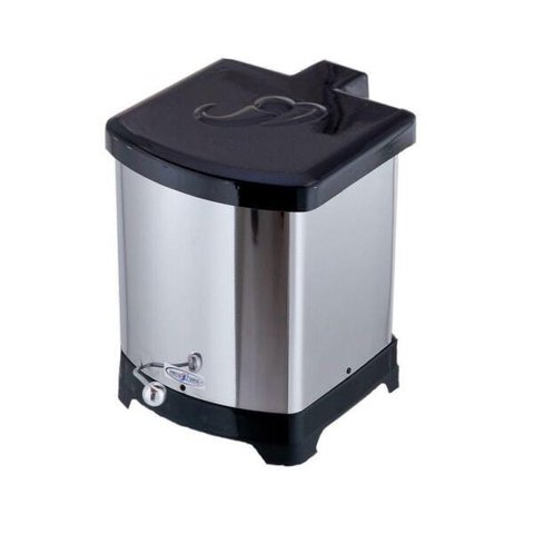 Lixeira Quadrada Inox Com Pedal Esfera Tampa Plástica 15L