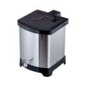 Ver imagem 1 de Lixeira Quadrada Inox Com Pedal Esfera Tampa Plástica 15L