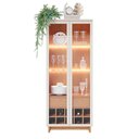 Ver imagem 1 de Cristaleira Pierre Off White/ Freijó com Led e Prateleiras de Vidro