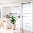 Ver imagem 2 de Kit Porta de Madeira 215x76cm Batente 18cm com Guarnição Cristal Primer Uniportas Abertura Esquerda Branco