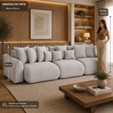 Ver imagem 6 de Sofá Retrátil 6 Lugares Linho Armani 2,90 Mts Cinza Claro