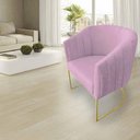 Ver imagem 5 de Kit 05 Poltronas Julia Base Metálica Dourado Suede Rosa Bebê - D'Classe Decor