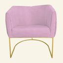 Ver imagem 2 de Kit 05 Poltronas Julia Base Metálica Dourado Suede Rosa Bebê - D'Classe Decor