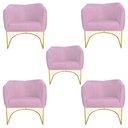 Ver imagem 1 de Kit 05 Poltronas Julia Base Metálica Dourado Suede Rosa Bebê - D'Classe Decor