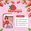 Ver imagem 3 de Kit Edredom Casal Padrão Morangos Rosê com Almofadas Estampadas 07 Peças - Dupla Face Percal 300 Fio