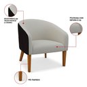 Ver imagem 3 de Poltrona Sala Decorativa Kit 2 Stella Pé Madeira Trapézio Castanho Sintético Pu D03 - D’Rossi