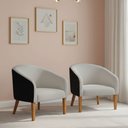 Ver imagem 1 de Poltrona Sala Decorativa Kit 2 Stella Pé Madeira Trapézio Castanho Sintético Pu D03 - D’Rossi